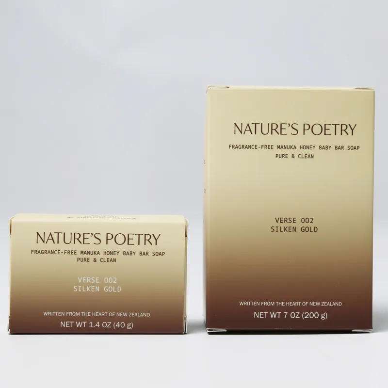 Silken Gold cartons in both sizes: the 1.4 oz (40 g) bar and the 7 oz (200 g) bar.